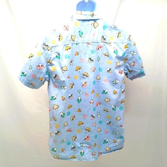 Eighty Eight Men's Short-Sleeve Button-Down Shirt Colorful Mushroom Print Large - Picture 4 of 11